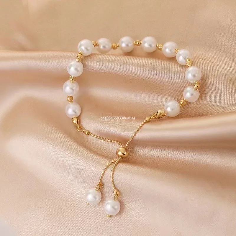 Elegant Imitation Pearl Beaded Bracelet for Woman Luxury Adjustable Bracelet Fashion Girl's Sweet Jewelry Birthday Party Gifts