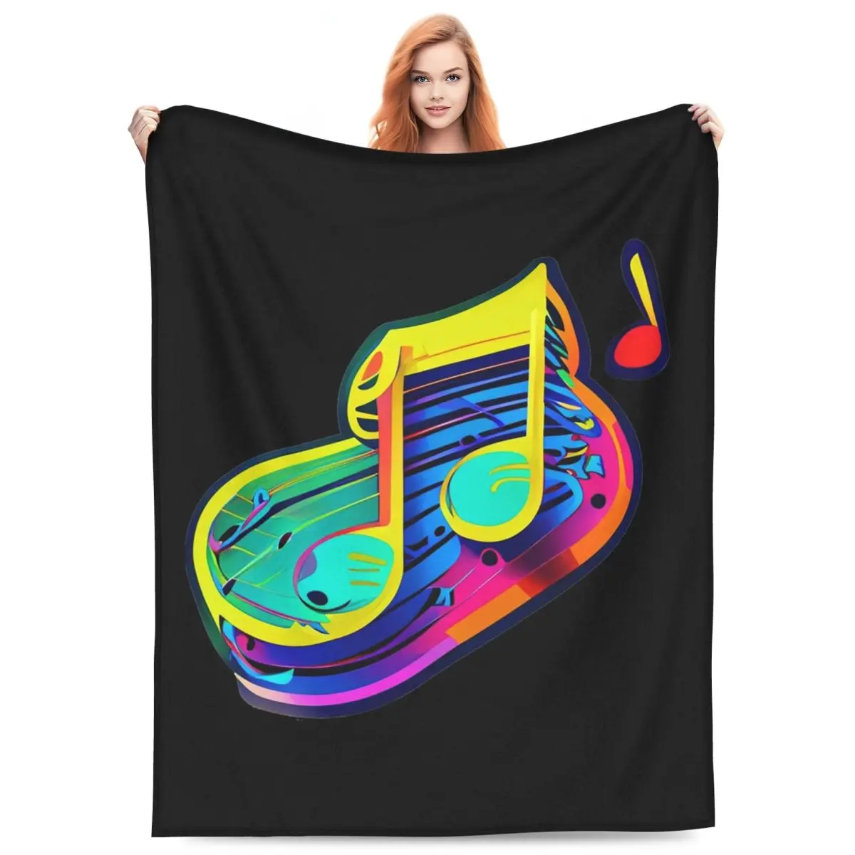 

Colorful Musical Note Music Score Blankets Flannel Throw Blanket Throw Blankets for Couch Bedding Office Throws Bedspread Quilt