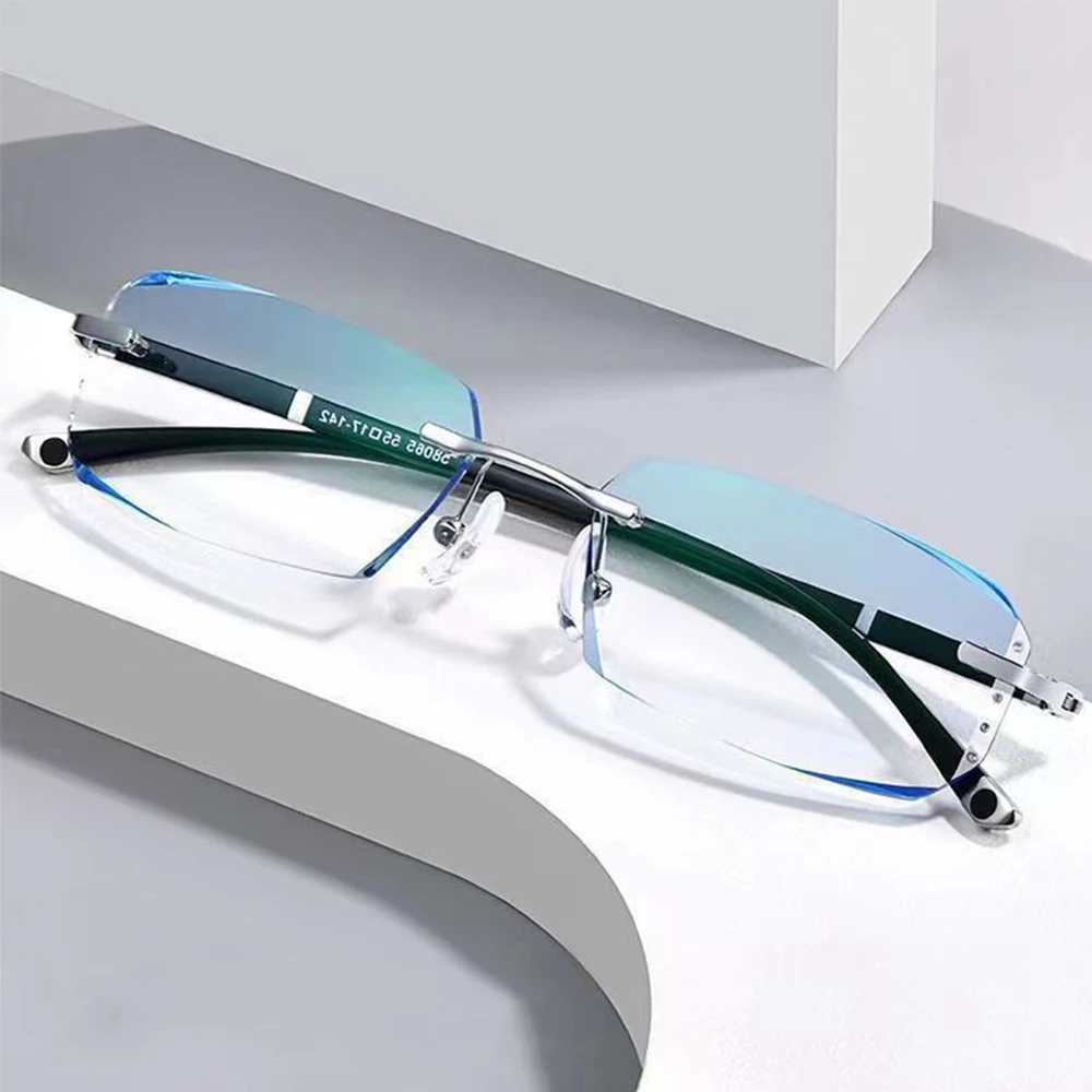 Blue Ray Blocking Anti-Blaulicht-Lesebrille Augenschutz Randlose Schnittkante Hyperopiebrille Ultraleichter Luxus – Detail 2