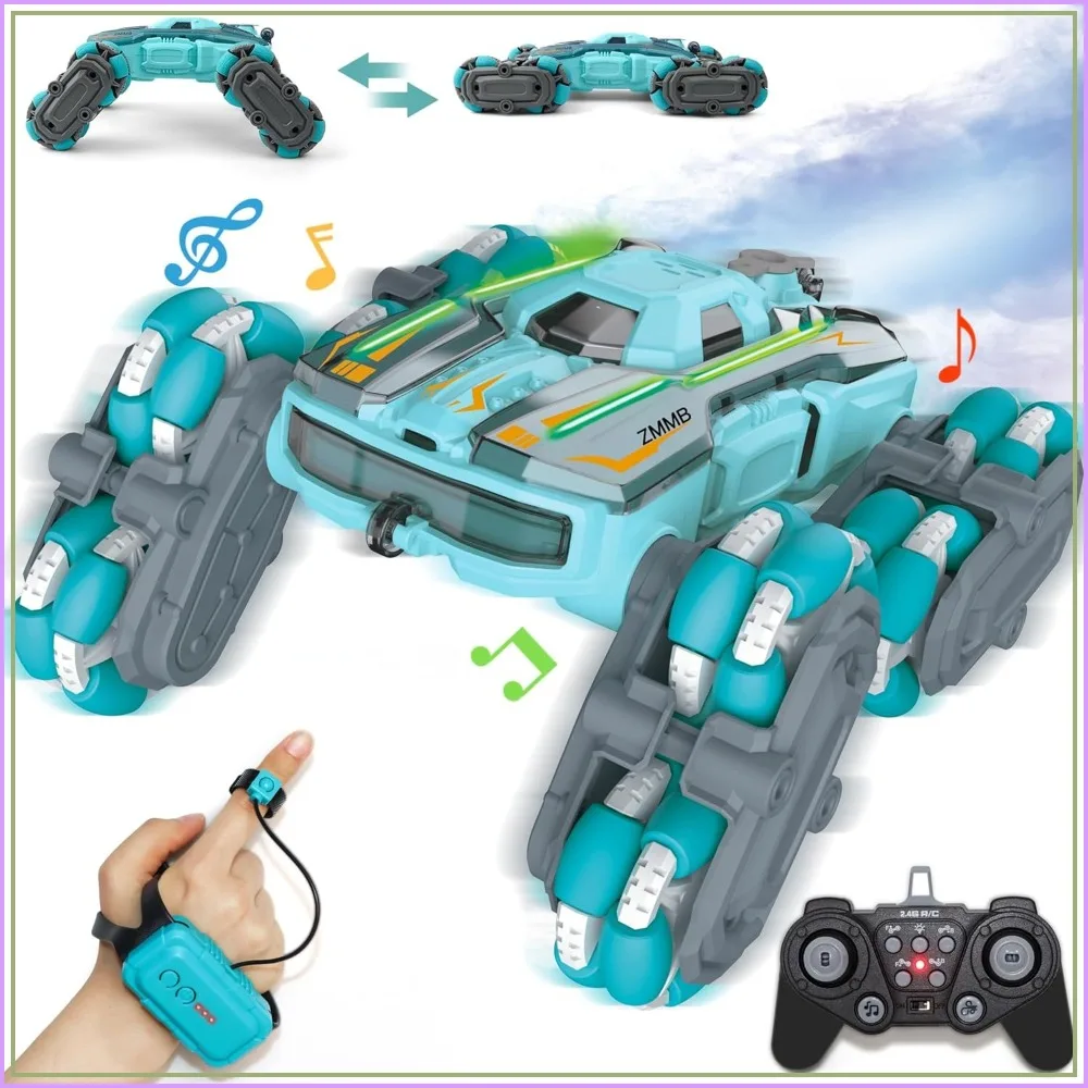 

8 Wheel RC Stunt Car with Gesture Control, Spray & LED Lights, Double-Sided Off-Road Vehicle, Ideal Gift