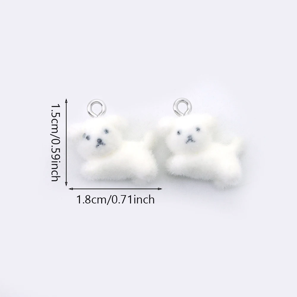 20Pcs 3D Flocking Resin Dog Charms Kawaii Puppy Animal Pendants Accessories for Necklace Earrings Making DIY Jewelry Adornment