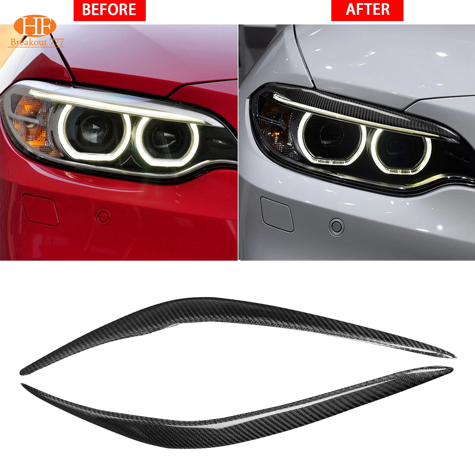 

Dry Carbon Headlight Eyebrow Eyelid Cover For BMW 2Series F22 F23 F87 M2 M Sport