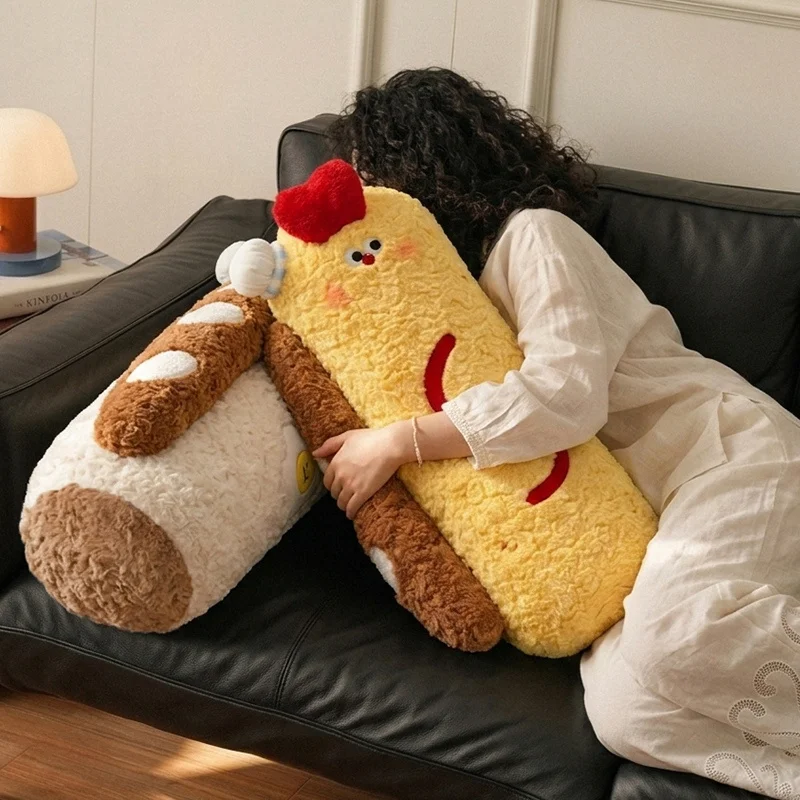 Toast Stick Pillow Warm Home Decoration 65cm Kawaii Shrimp Explosion Stick Throw Pillow  Literary Style Sofa Cushion