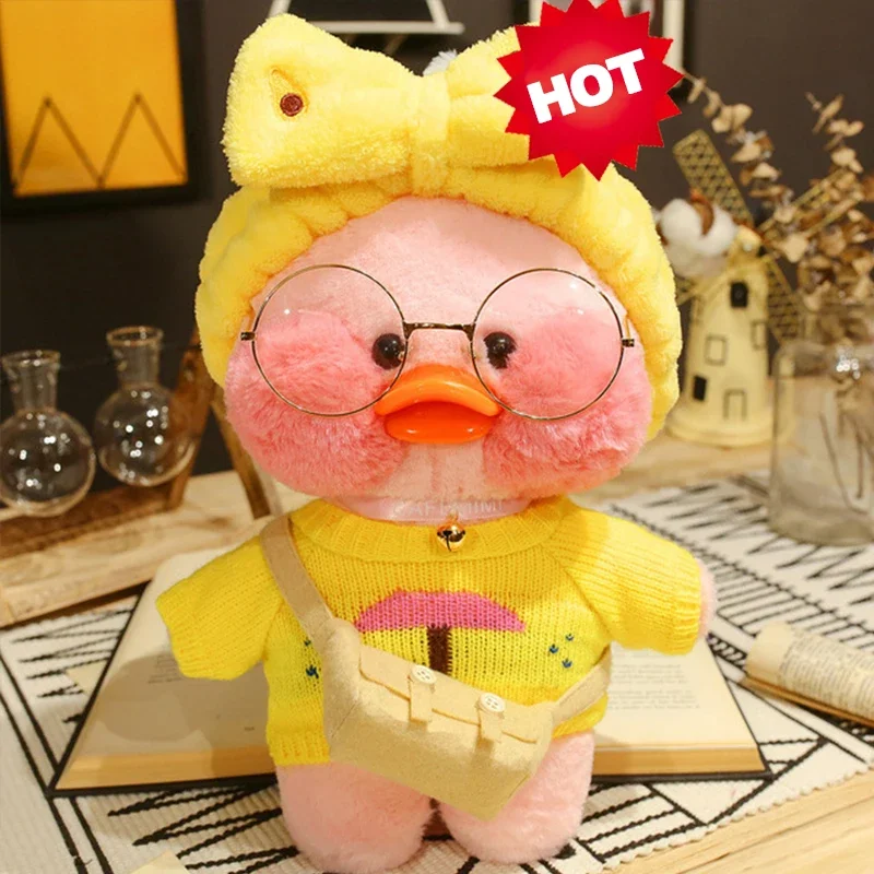 30CM Kawaii Cafe LaLafanfan Pato สีเหลือง Patos การ์ตูนสัตว์ตุ๊กตา Plush ตุ๊กตาของเล่นตุ๊กตายัดไส้ตุ๊กตาเด็กผู้ใหญ่ของขวัญวันเกิด