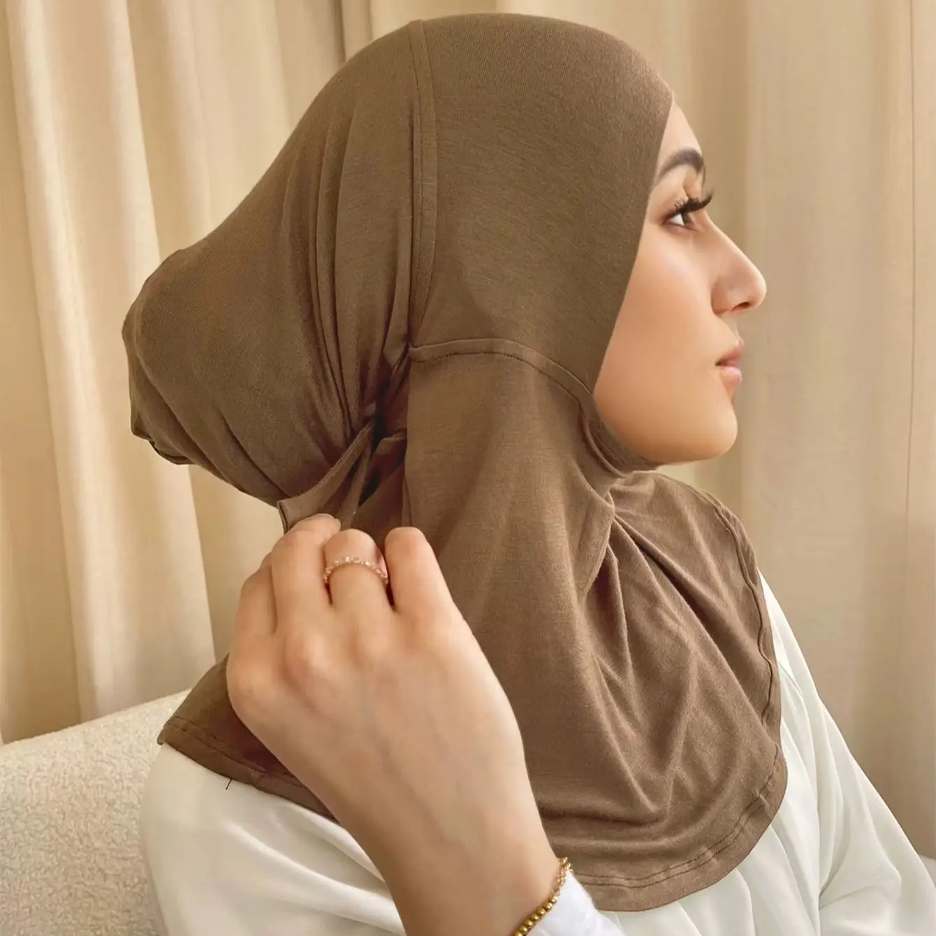 

Wholesale Ready To Go wear Instant Hijab for Ladies Tie Back Premium Quality Jersey Scarf Cotton Neck Cover Muslim Woman Hijabs