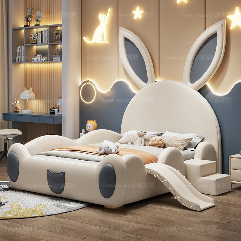 

Cute Princess Pretty Childrens Bed Animal Shape Elegant White Loft Childrens Bed Kids Villa Cama Infantil Bedroom Set Furniture