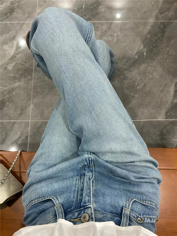 

Extended High Waist Straight Leg Jeans Women's Spring Summer Slimming Tall 175 plus Size Loose Fit Casual Trousers
