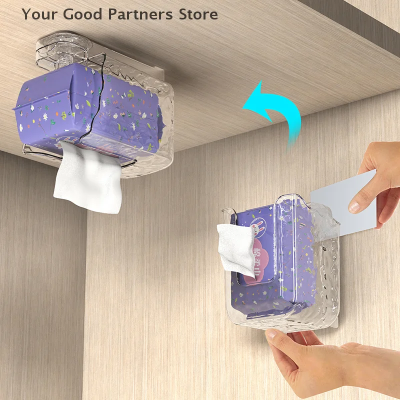 Scatola per fazzoletti a parete con ventosa Punch Free Porta asciugamani di carta Scatola di carta Dispenser per montaggio a parete per cucina Ufficio