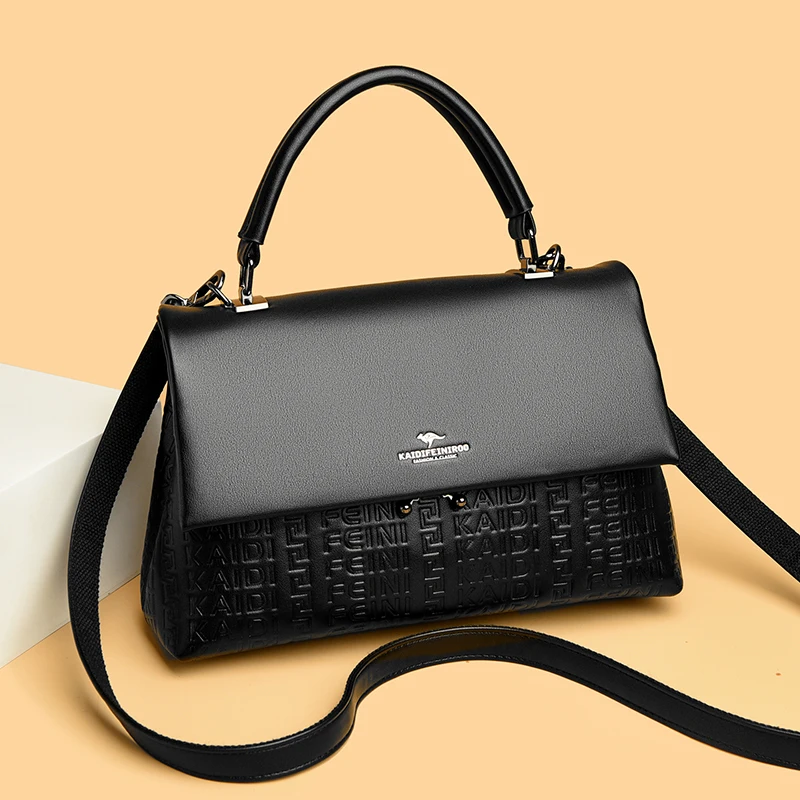 

High Quality Brand Solid Color Handbag Soft PU Leather Shoulder Bags for Women Large Capacity Female Shopping Commuting Tote Sac