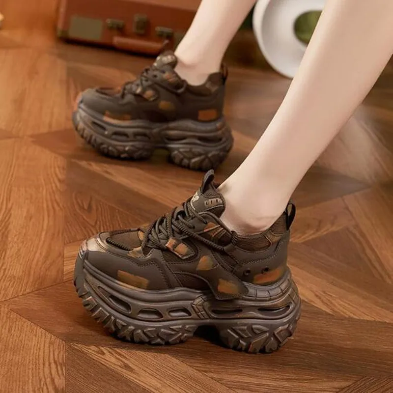 

Spring Autumn New Platform Sneakers for Women Casual Chunky Heeled Women Mixed Color Female Height Increase Sport Vulcanize Shoe