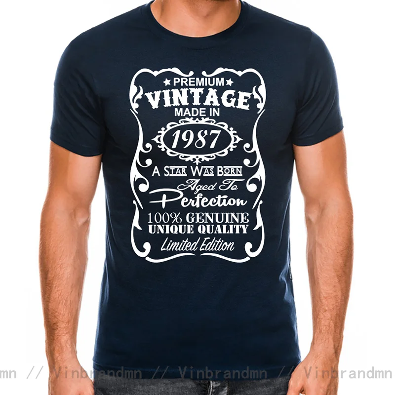 Unique Quality Premium Vintage Made In 1987 T Shirt Men A Star Was Born In 1987 T-Shirt 100% Genuine Aged to Perfection TeeShirt