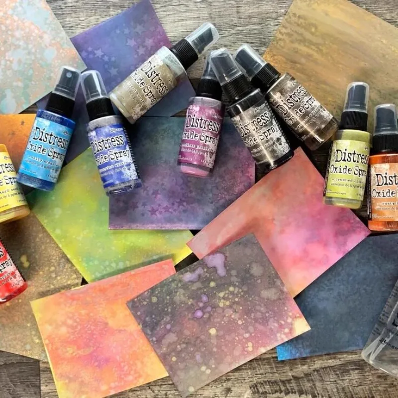 12 Colors Oxidation Spray Ink Shades Matte Retro Color Pigments Handcrafted DIY Creation Cards Diaries Magazines Paper Art