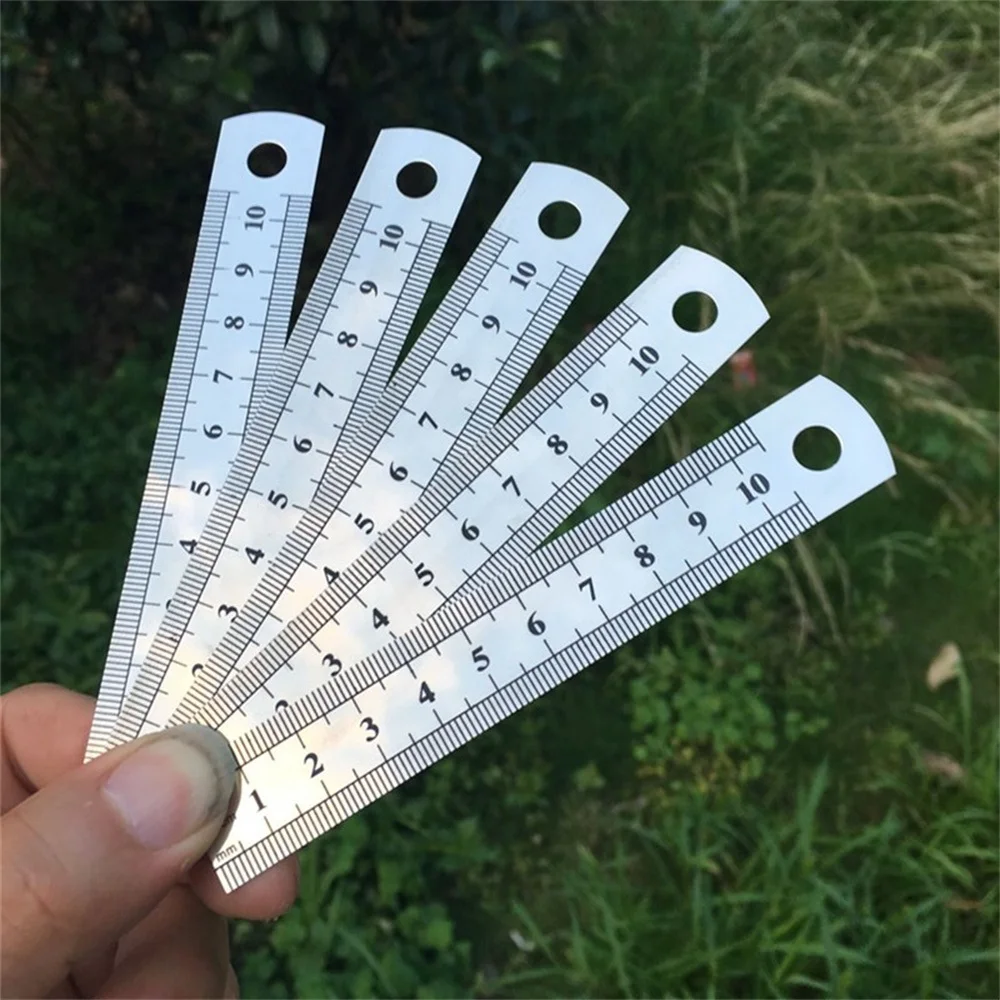 10cm Stainless Steel Metal Straight Ruler Double-Sided Measuring CM Inch Scale Student Artist Drawing Tool Office School Supply