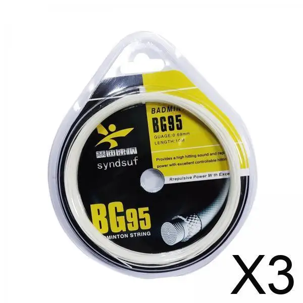 

3xBadminton Racket Racquet String Nylon High Strength for Training Men Women White