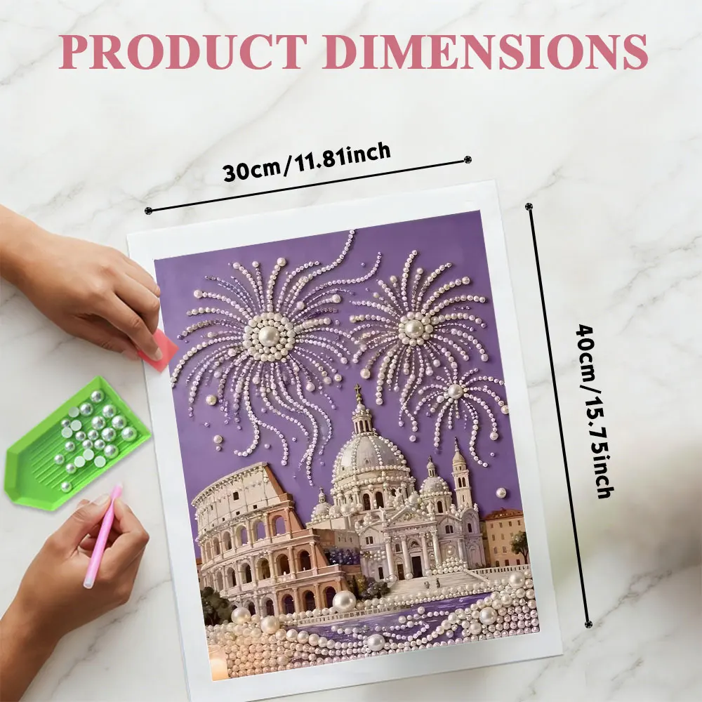 HUACAN Church Diamond Mosaic Pearl Kits City House Landscape Unfinished 30x40cm Diamond Painting Frameless Home Decor Handmade view 3