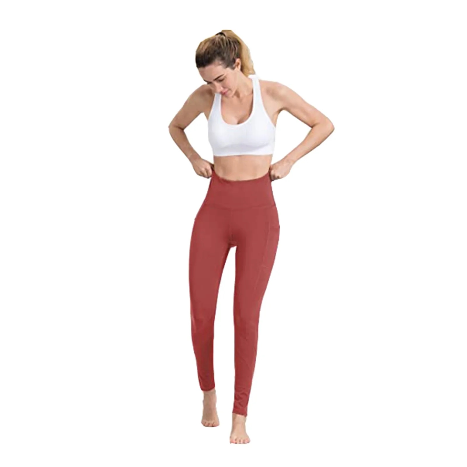 Pantalones de Yoga, mallas con bolsillos para mujer, cintura alta, ajustados, deportivos, de secado rápido, transpirables, para entrenamiento, correr, pantalones elásticos