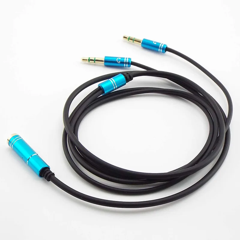 3.5mm Jack Microphone Headset Audio Splitter Aux Extension Cable Female to 2 Male Headphone For Phone Computer