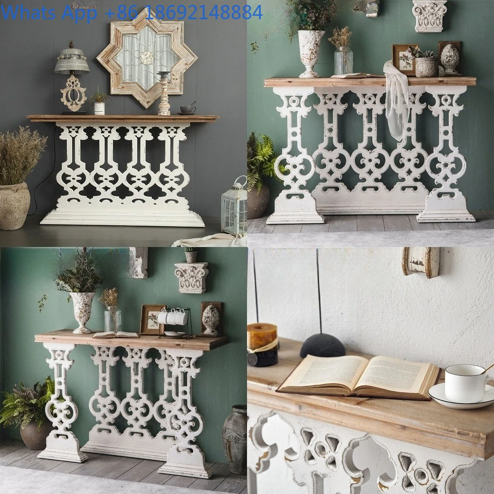 French Style Luxury Entry Console Table for Wedding Photography Decoration Living Room Altar Cafe Vintage Distressed Storage