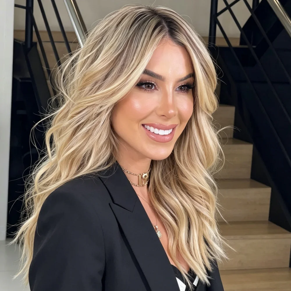 Glueless Highlight Blonde Soft Natural Wave 24Inch HD Lace Front Wig For Women Pre Plucked Transparent Lace Heat Resistant Daily