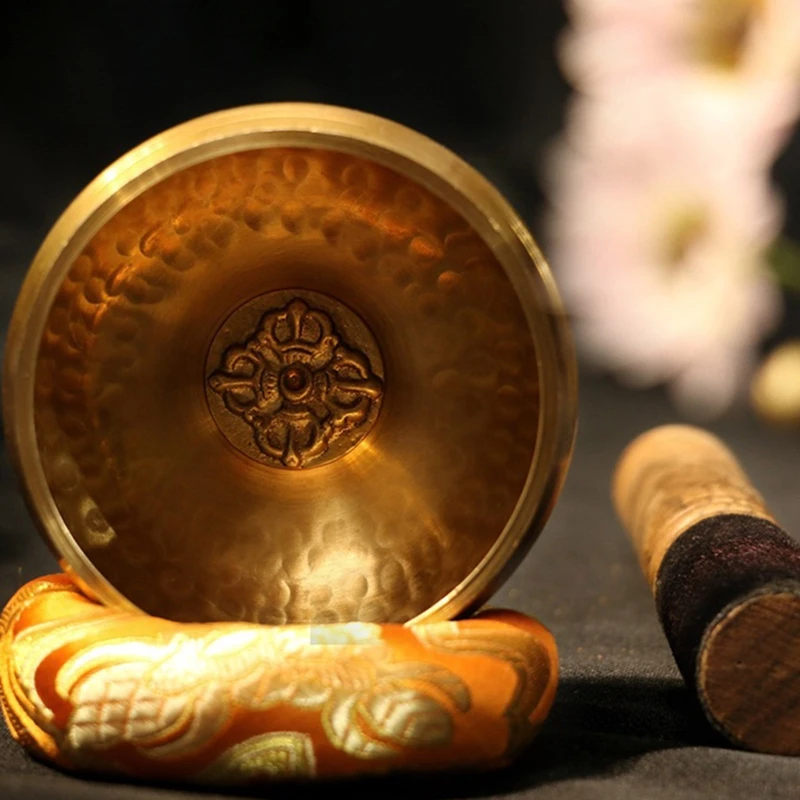 Juego cuencos budistas tibetanos Nepal, Cuencos Cantores para meditación, mazo anillo con almohadilla