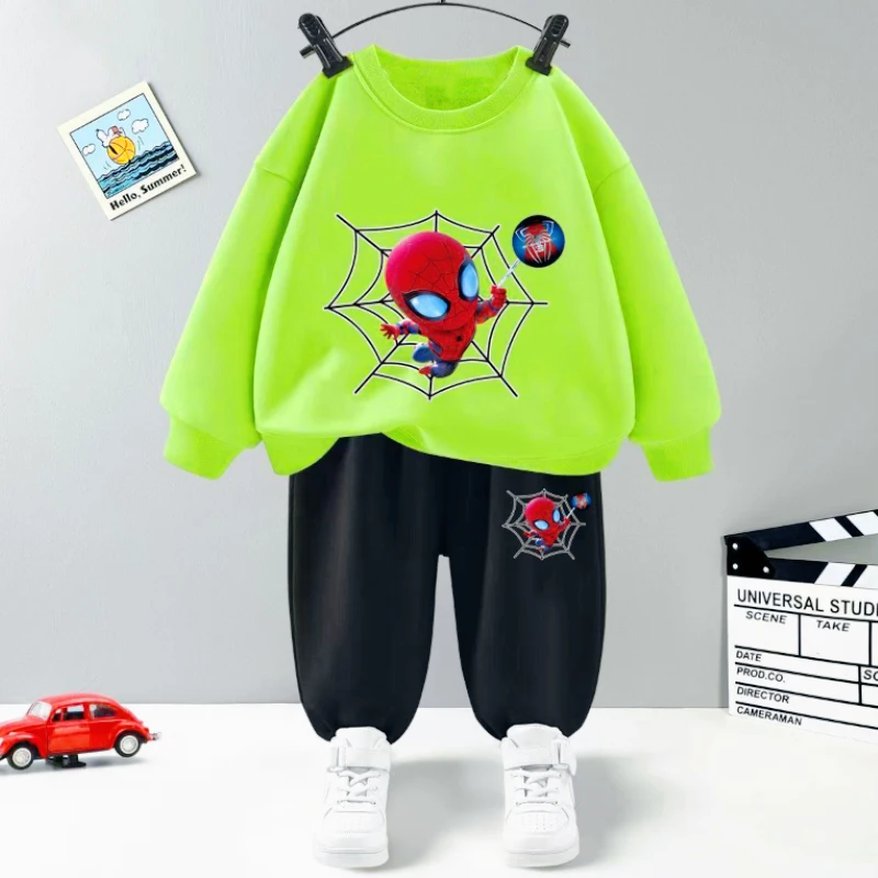 Spiderman Children\'s Clothing Sets Disney Boy Long Sleeved Tops and Sweatpants 2pcs Suit Kids Sweatshirt Set Autumn Tracksuit