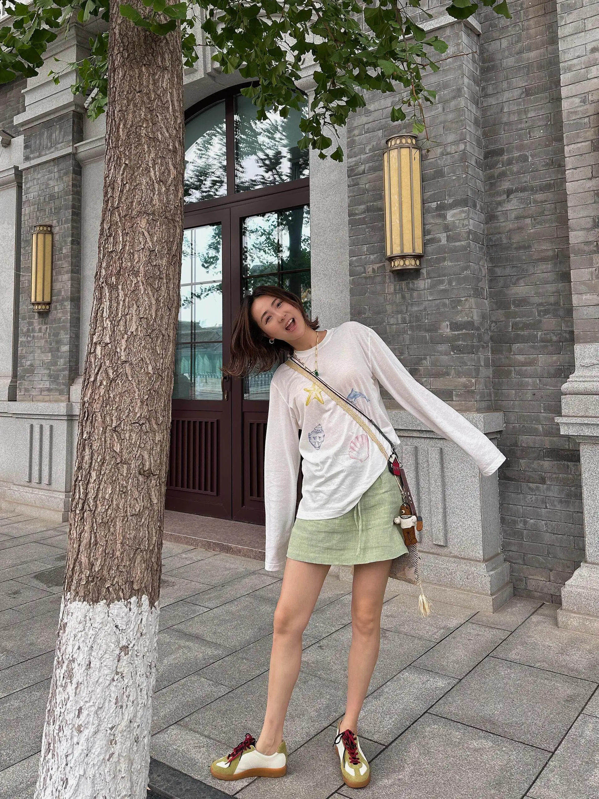 

Retro Green Linen Short Skirt Women's Summer Anti-Light High-End Natural Breathable Dry Half Skirt Casual City Commute
