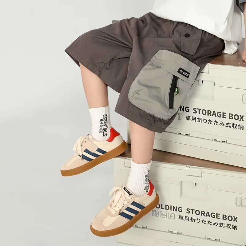 RAISE Summer Children Boy Shorts Junior Boy Thin Patchwork Pockets Half-length Trousers 3-12Y Kid Boy Overalls Little Boy Shorts