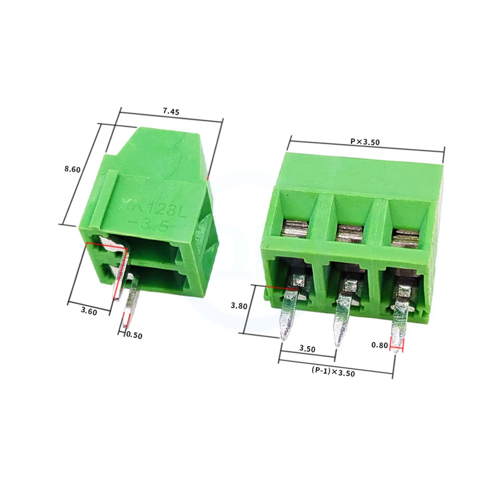 (10 pcs) KF128 3.5mm 3.81mm Screw PCB Terminal Block Green Terminal Block 3.5 / 3.81 2-4Pin JM128