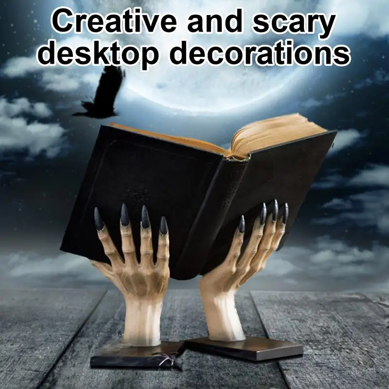 Imagem -03 - Witchy Hand Resin Book Stand Scary Hand Bookends Anti-slip Estante Rolha Suporte Gótico Home Decor para o Quarto de Halloween