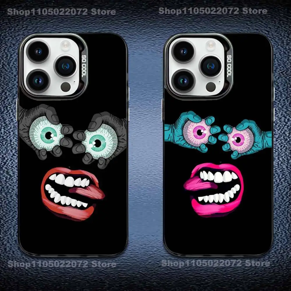 

Spooky Scary Red Eye Pattern Phone Case For iPhone 17,16,15,14,13,12,11,X,Mini,Pro,E,MAX Black Candy Matte Shockproof Cover