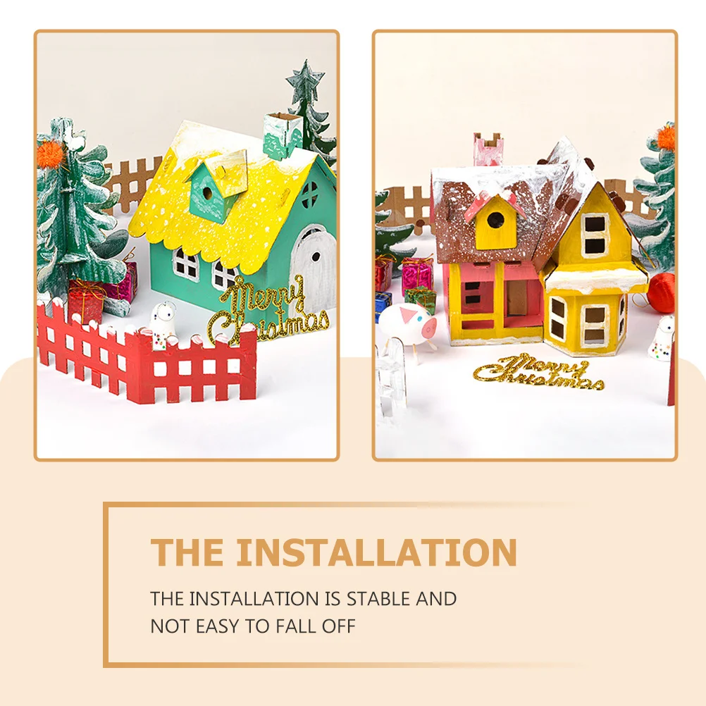 

5 set Diy Christmas Kit For Kids Premium Cardboard Safe Educational Creative Biscuit House Decor Xmas Small House Homemade Hut