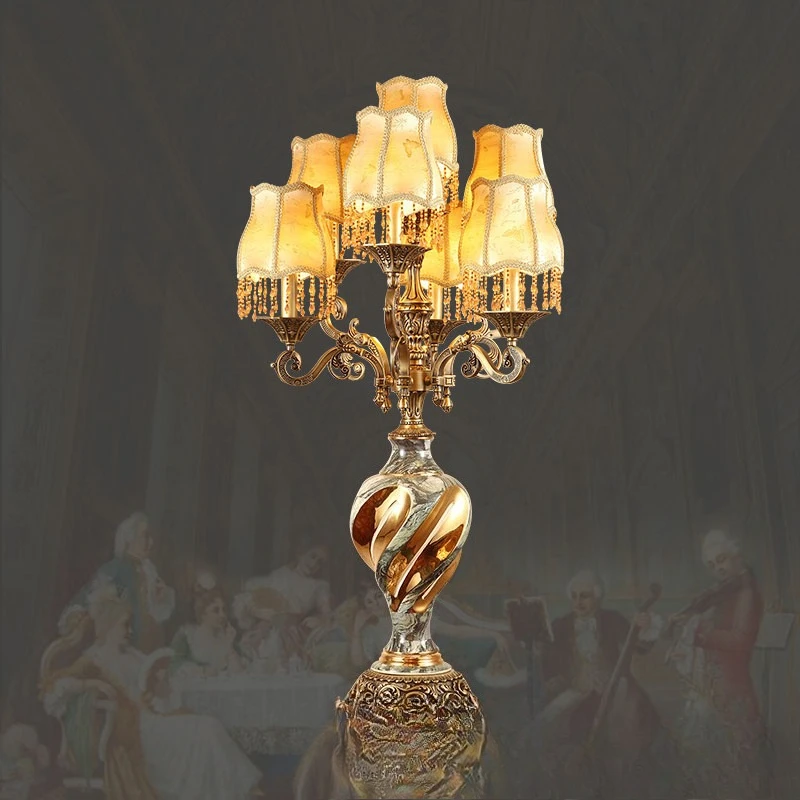 French all-copper desk lamp, living room master bedroom study fabric, European copper lamp luxury atmospheric bedroom lamp