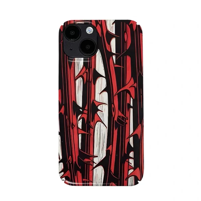 

Ins Korean Red Spike Art Phone Case for IPHONE 17 Air 16E 15 PROMAX 14 Plus 13 12 MINI 11 16Plus XR XS MAX Acrylic Phone Cover