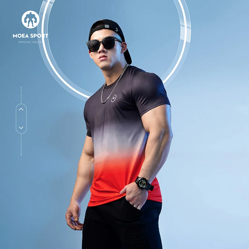 DROZENO Men's Slim-fit Ice Silk T-shirt Stretch Short-sleeved Quick-drying Sports Leisure Training