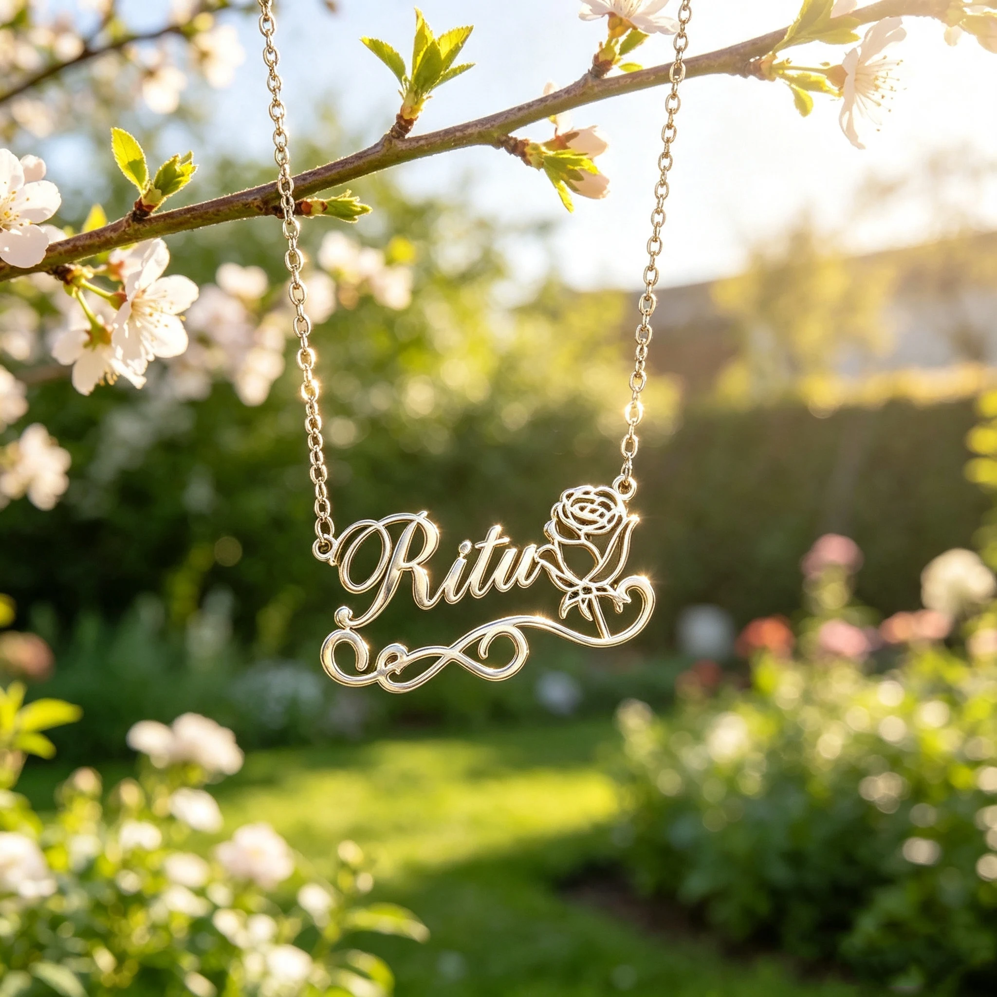 Custom Rose Name Necklace Personalized Flower Choker Bespoke Romantic Floral Necklaces For Women Friend Stainless Steel Jewelry