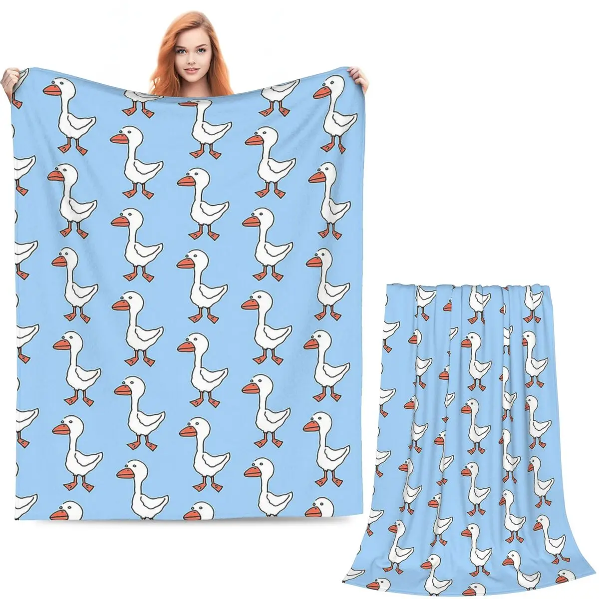 Duck (white) Blanket Soft Warm Flannel Throw Blanket Cover for Bed Living room Picnic Travel Home Sofa