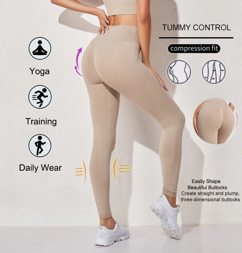 سراويل رياضية نسائية عصرية عالية الخصر للاستخدام الخارجي غير رسمية لرفع المؤخرة سراويل مثيرة بتصميم التخسيس سراويل رياضية للتمرين