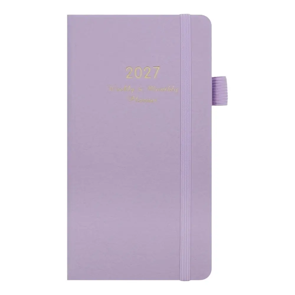 New Leather 2027 Planner Notebook Pen Loop Ribbon Bookmark Monthly Planner Elastic Band Weekly Planner Office Planning