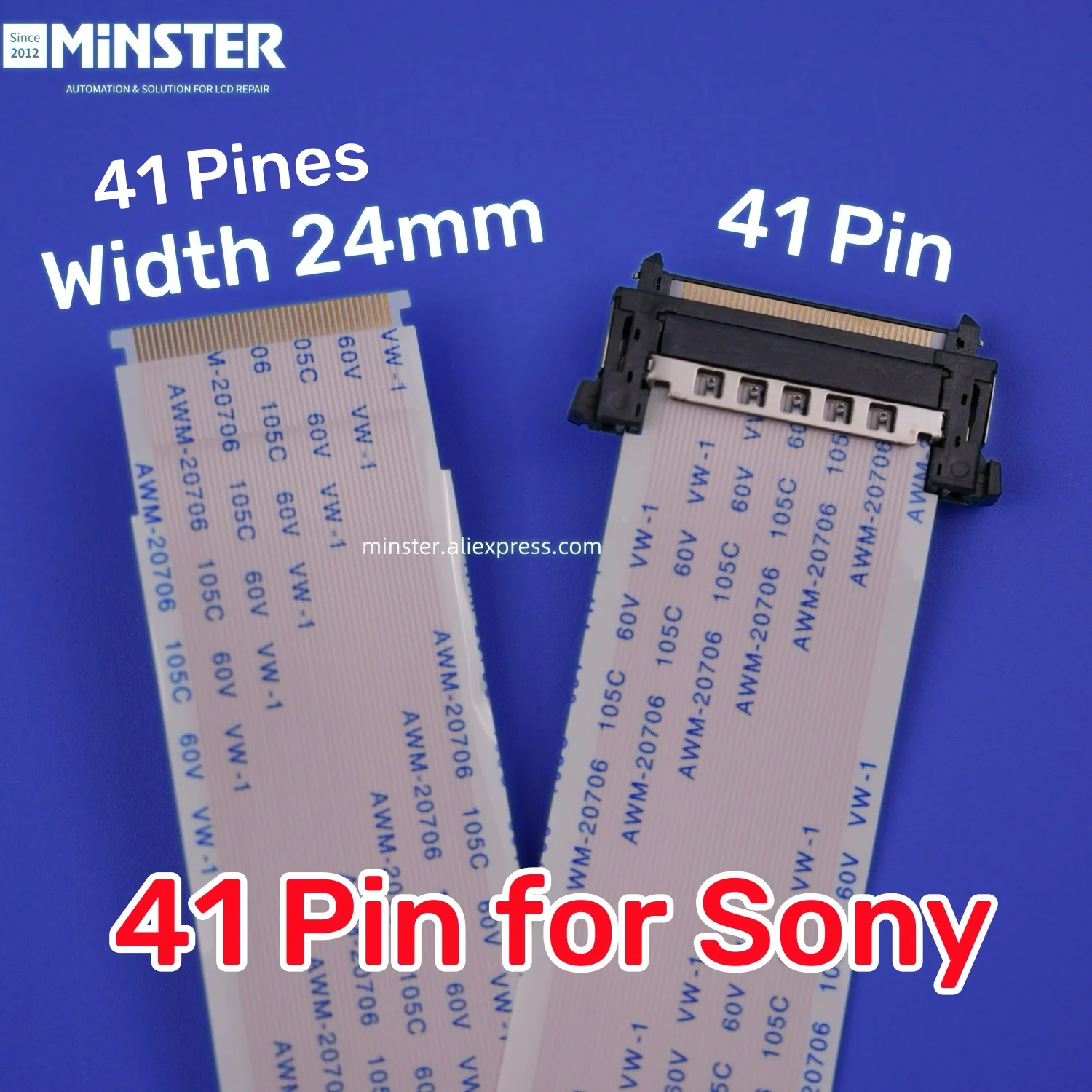 41 Pin for Sony 4K TV LCD Screen Cable FFC FPC Flexible Flat Cable with Single I-PEX Buckle Socket Connector 24mm 41P/Pines/Pins