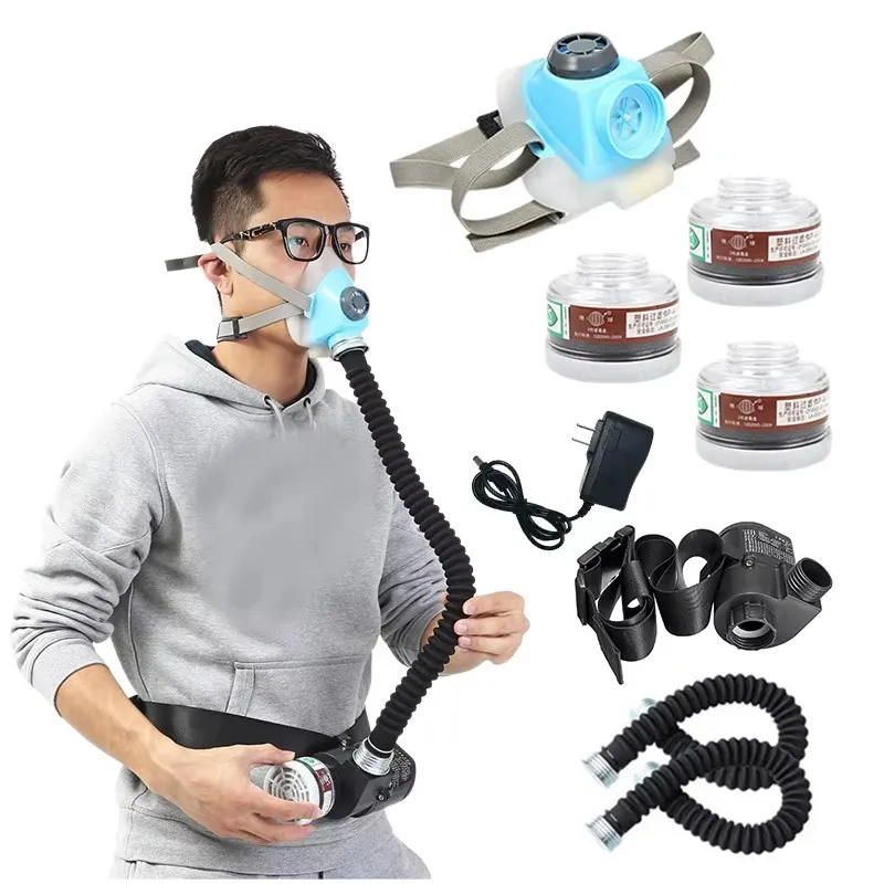High Quality Portable Air Respirator 8-in-1 Electric Air Supply Dust Mask for Coal Mine Industrial Use Half Mask