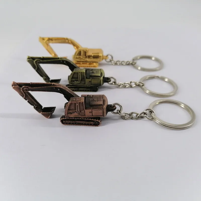 New Cement Tanker Bulldozer Car Keychains Creative 3D Excavator Key Rings Charm Model Key Chain Party Gift Jewelry