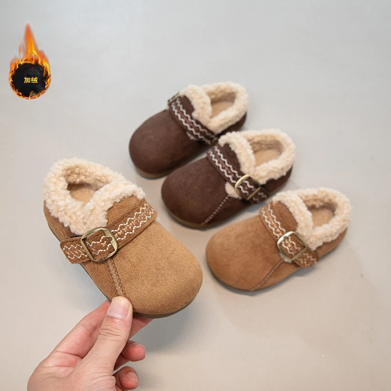 

Новая модная детская хлопковая обувь с верблюжьей подкладкой, утепленная зимняя обувь для мальчиков и девочек, легкие нескользящие детские короткие сапоги