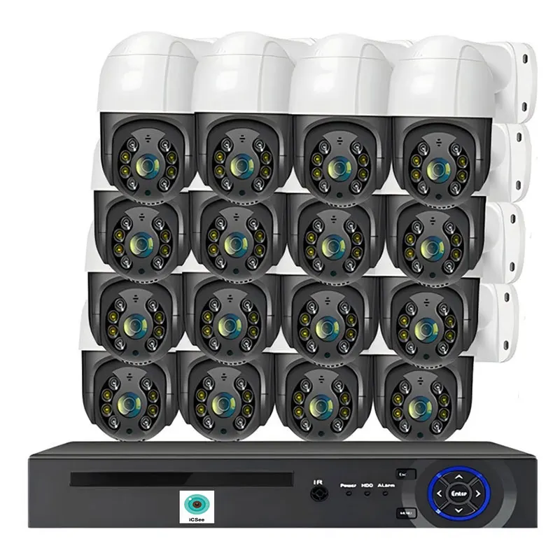 4mp 8mp 16CH POE PTZ CCTV Camera H.265 2k 4k Ai Smart Ip POE PTZ Security Camera System PTZ Cctv Camera POE Nvr Kit
