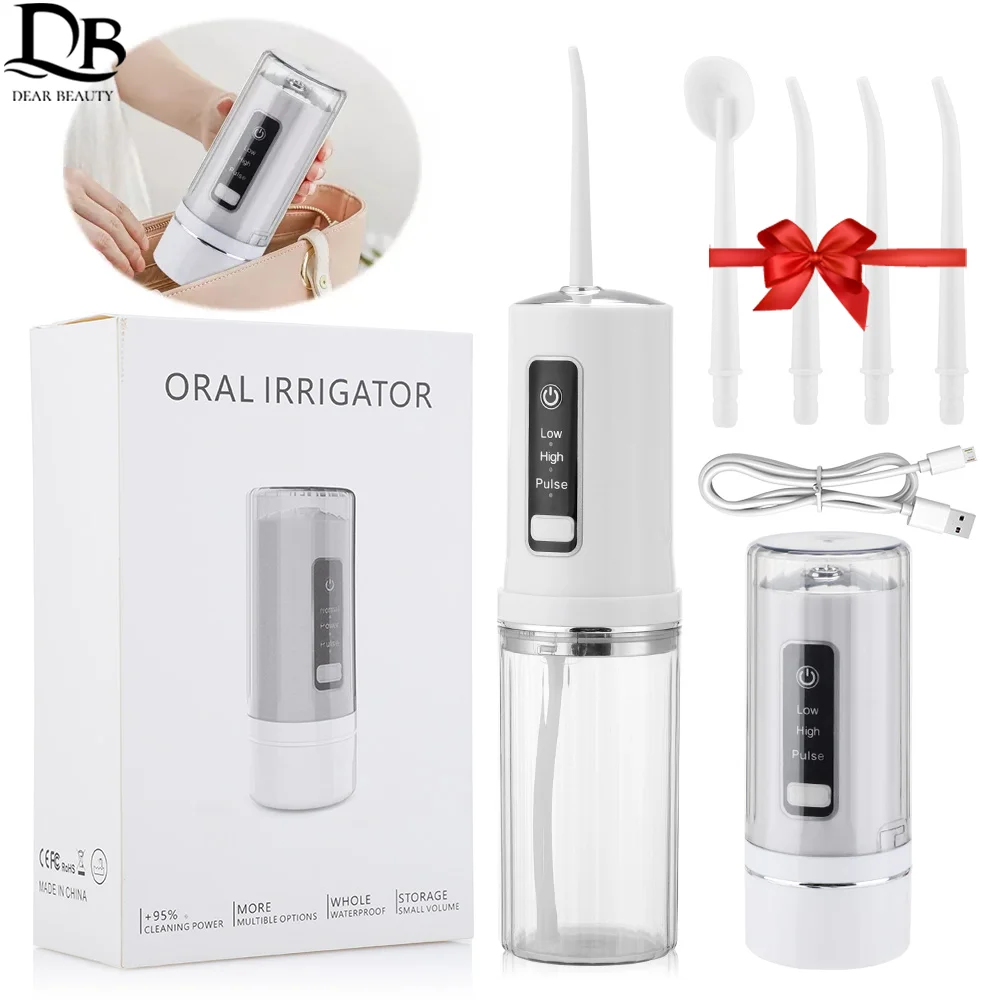 3 Modes Portable Oral Irrigator 230ml Collapsible Dental Water Flosser USB Charge Irrigator Dental Water Floss Tip Teeth Cleaner