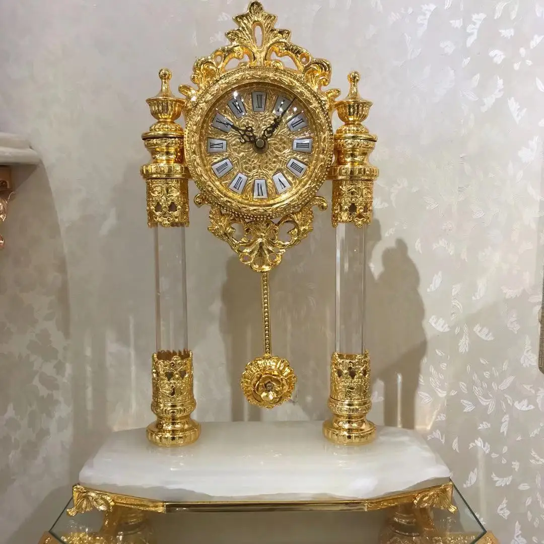 

Table Clocks Golden Vintage Antique Classic Royal Art Europe Table King Clock