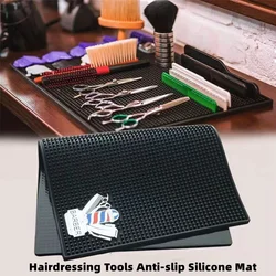 Barber Station Mat Cushion Non-slip Black Pad Hairdress Organizer for Clippers Scissors Trimmers Brushes Storage Tool
