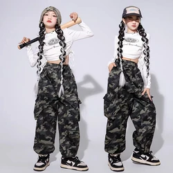New Hip Hop Girls Crop Top Camouflage Pants Clothes Sets Children Street Dance Outfits Kids Streetwear Teenagers Jazz Costumes