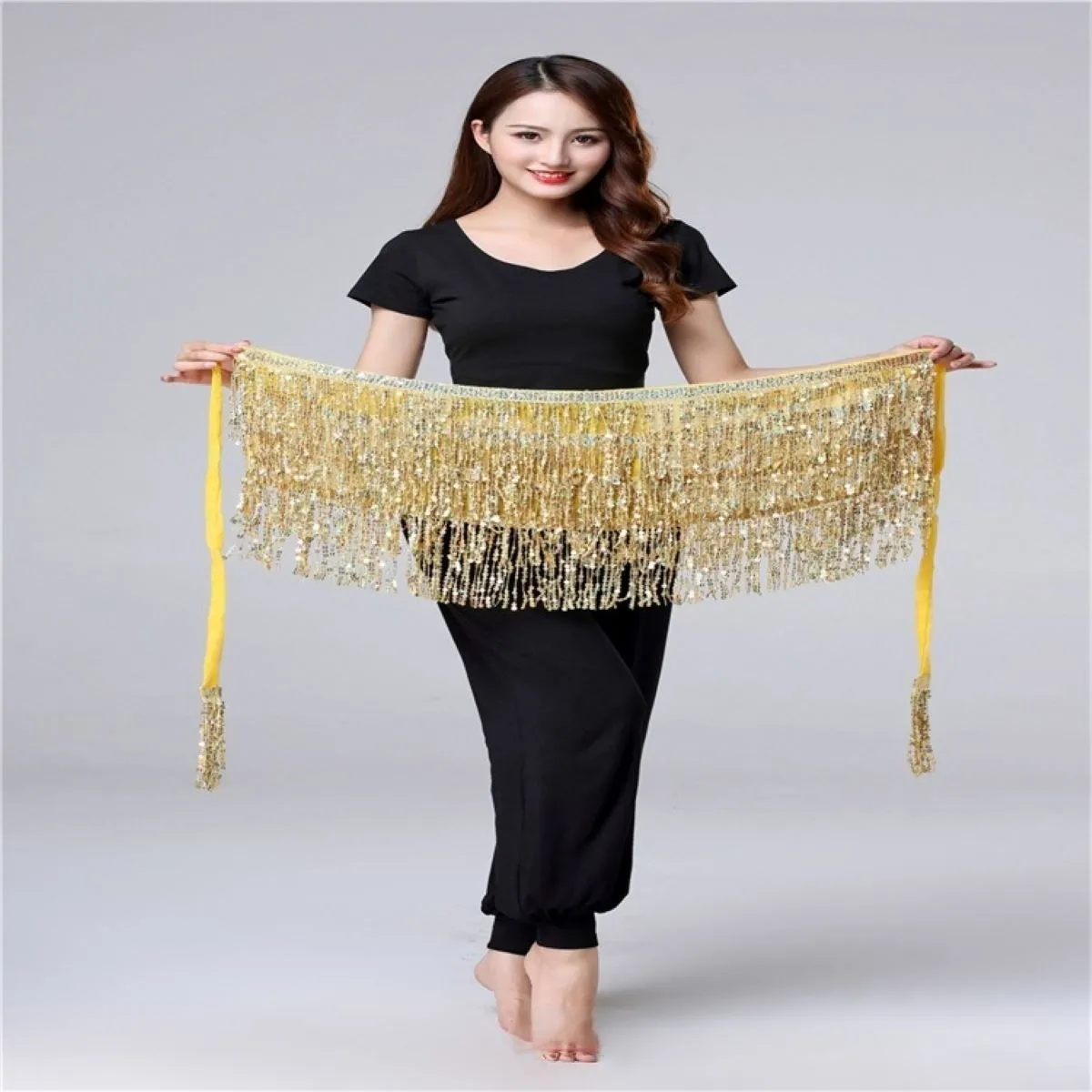 Indian Belly Dance Waist Chain Clothing Sequin Tassel Hip Scarf Dance Sexy and Agile Small Skirt