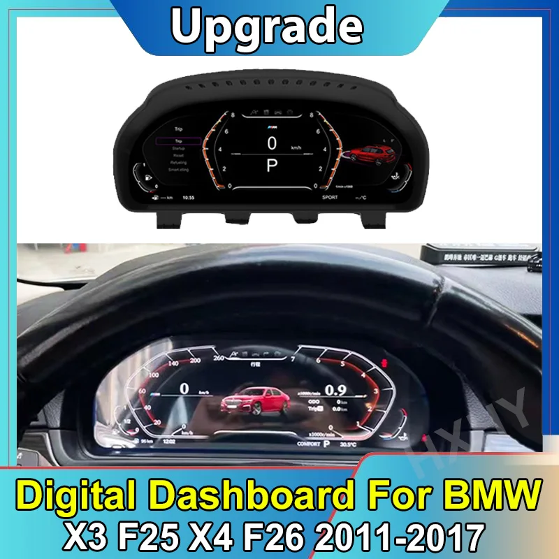 Car LCD Digital Cluster Virtual Cockpit SpeedMeter Dash For BMW X3 X4 F25 F26 2011-2017 Instrument Screen Panel Unit