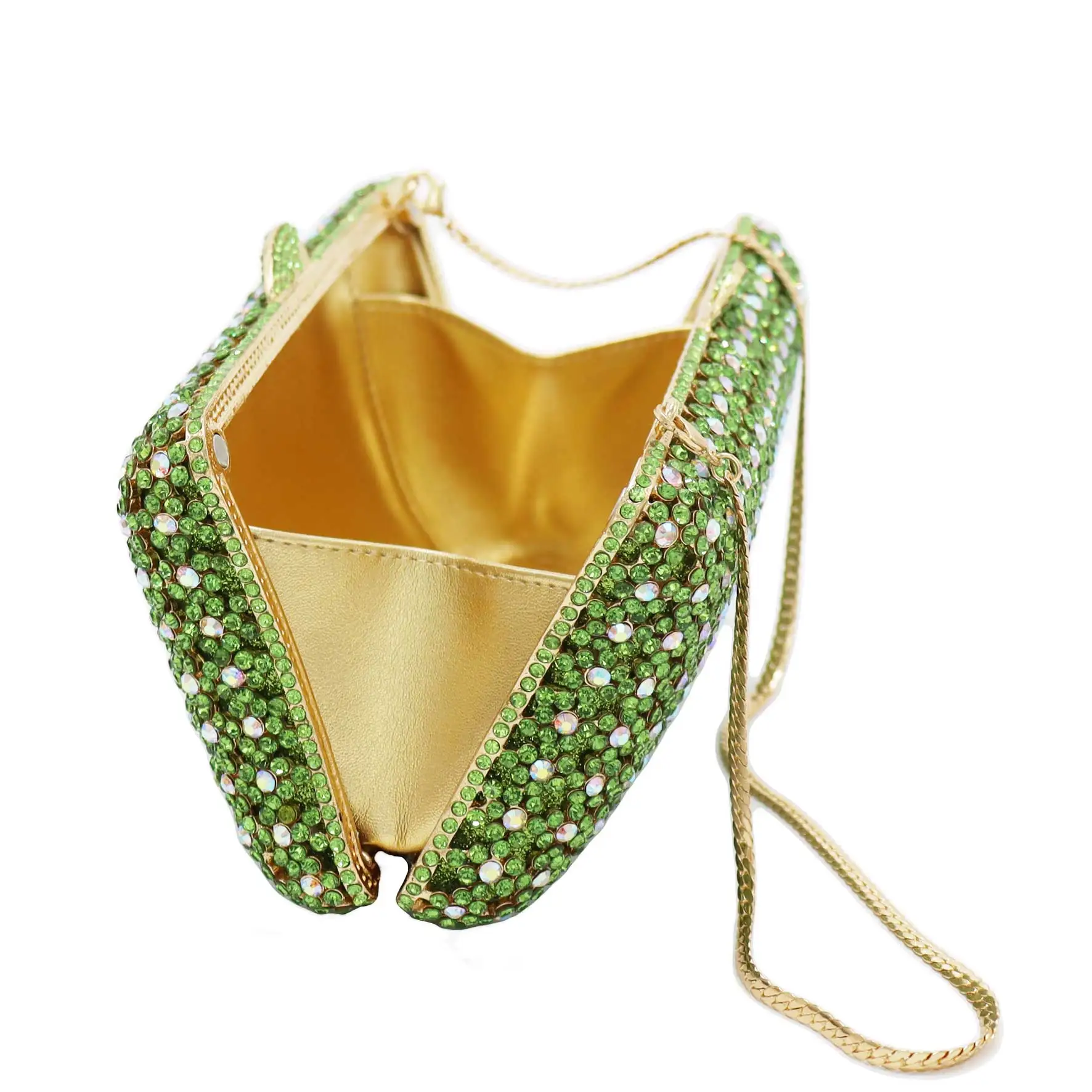 Luxury Diamond Green Clutch Bags with Chain Box Evening Bags